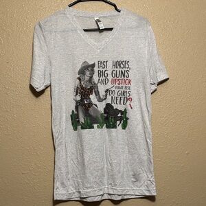 Bella Canvas Gray Graphic V-Neck Blouse